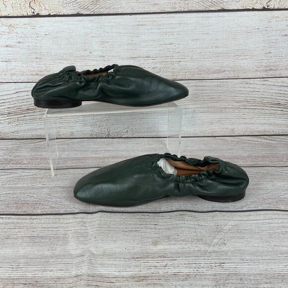 Mansur Gavriel Glove Ruched Womens Sz EU 39.5 US 9.5 Ballerina Flats Hunter Dark - Picture 2 of 9